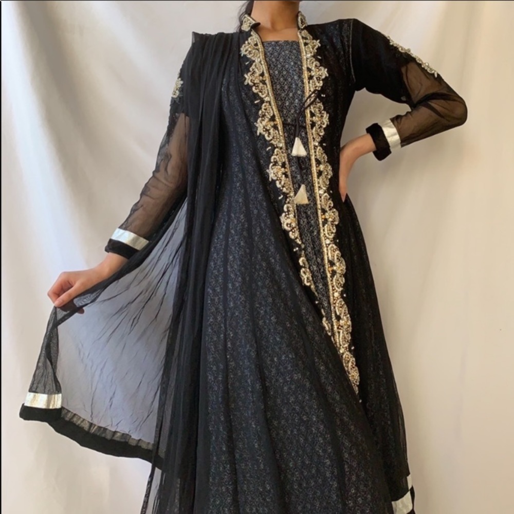 🖤3pc | Black Indian anarkali dress